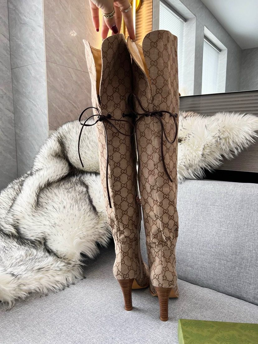 GUCCI Monogram Thigh High Boots