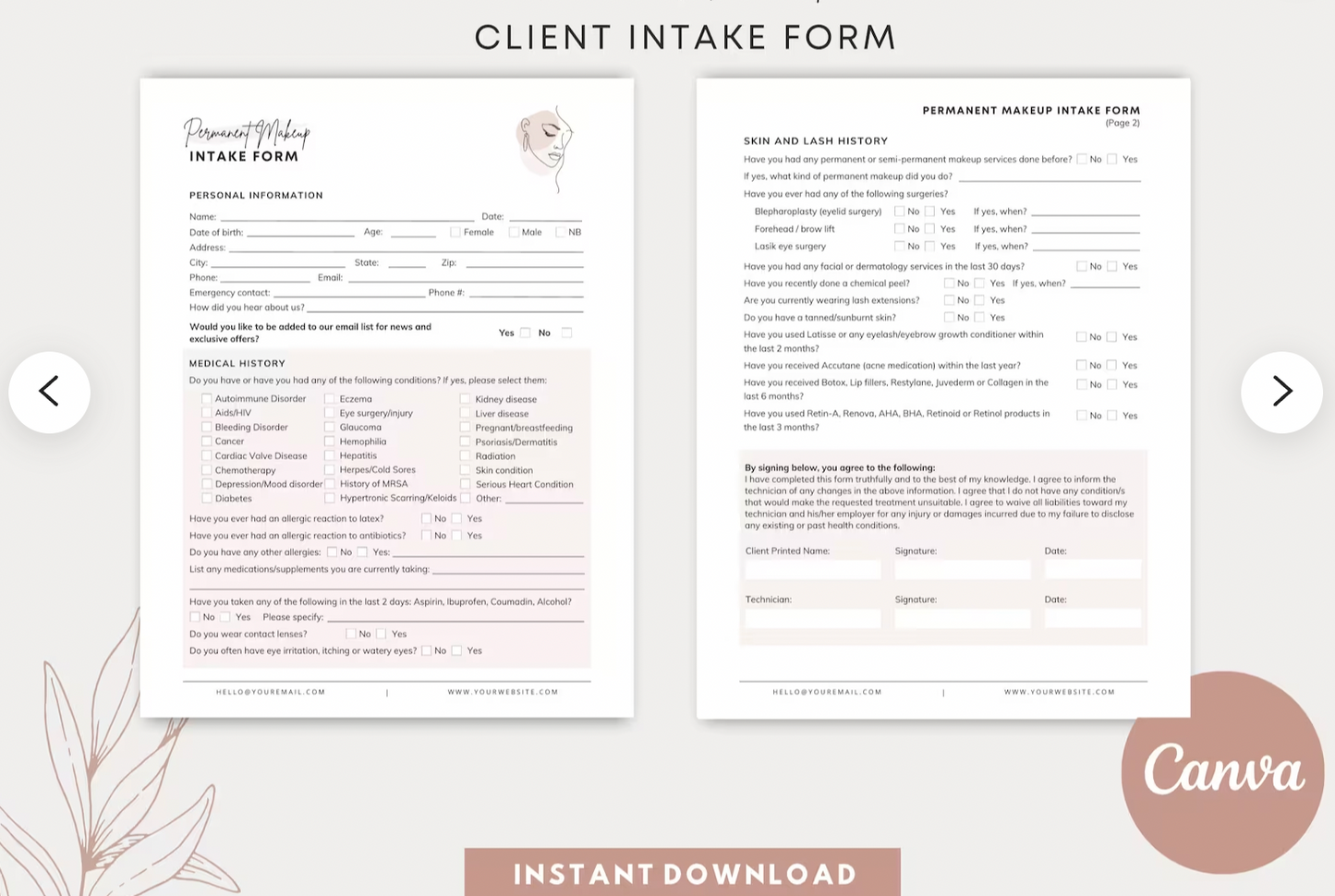 PMU Consent Form Packet