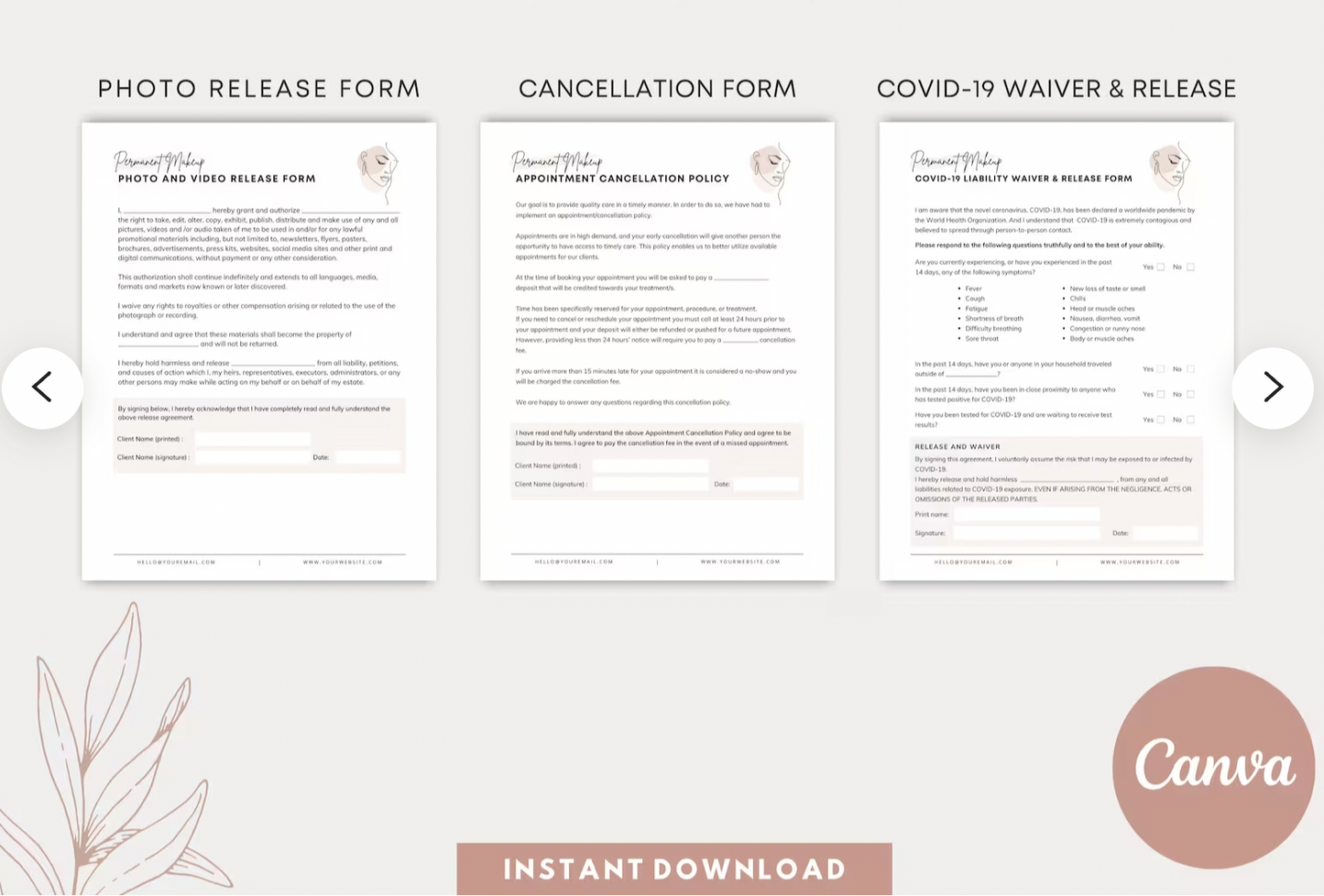 PMU Consent Form Packet